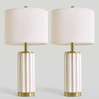 25.75" Off White Ceramic Table Lamp Set of 2 (2 Count)