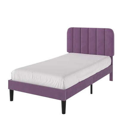 Twin Size Bed Frame with Upholstered Headboard
