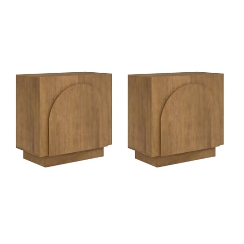 Iris Mid Century Modern Wood Accent Cabinet Sideboard Credenza TV Stand with Arched Cabinet Doors and Adjustable Shelves for Kitchen or Living Room
