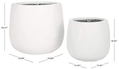 Outdoor Collection Kane White Cement Ficonstone Planter Pot Set of 2 (2 Count)
