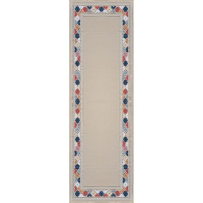 Outdoor Runner Rug 2x7 Modern Floral Bordered Area Rugs for Indoor and Outdoor Patio Easy to Clean Non Shedding Living Room Porch Garden Washable Outside Carpet (14 Sq Ft)