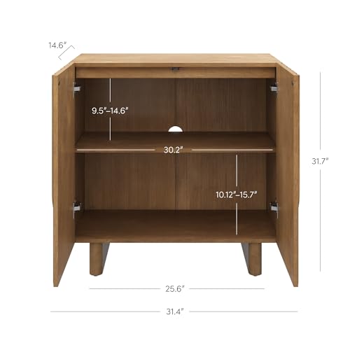 Kelly Mid Century Style Credenza with Geometric Carved Doors