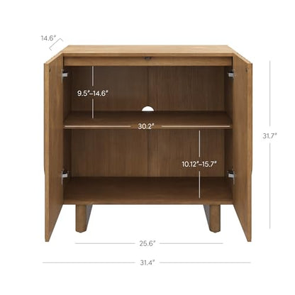 Kelly Mid Century Style Credenza with Geometric Carved Doors