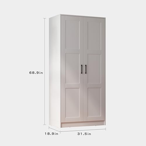 Fddevelop Fenghua Lizhi Wood White Wardrobe Closet with 2 Doors