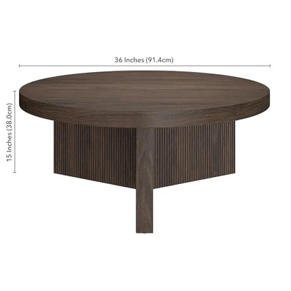36" Scandinavian Fluted Coffee Table