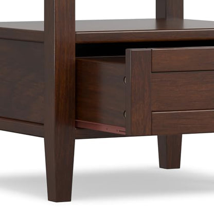 Warm Shaker 20" Wide Solid Wood End Table in Russet Brown