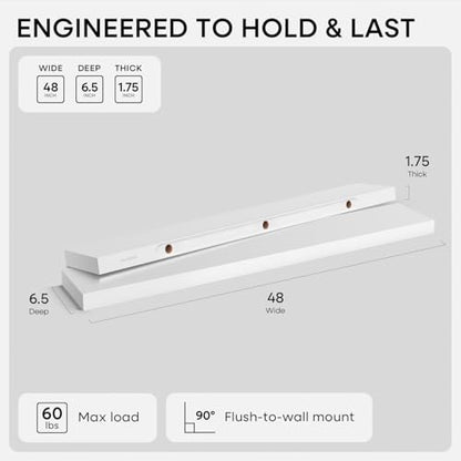 48 Inch Floating Shelves (3 Count)