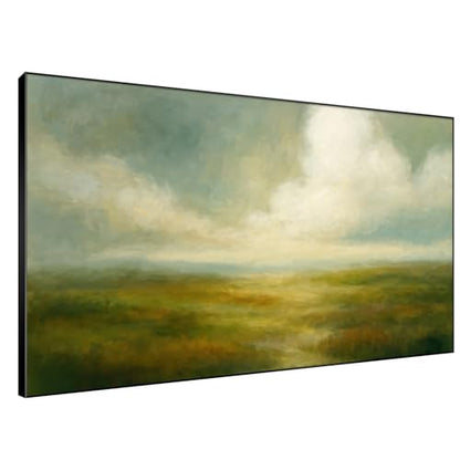 46"x72" Extra Large Framed Wall Art Soft Pastel Hills Dreamy Landscape Illustration for Home Living Room Bedroom Decor