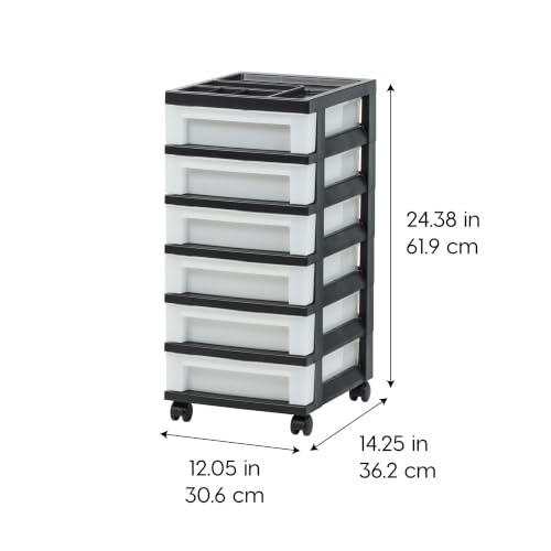 6 Drawer Rolling Storage Cart with Organizer Top