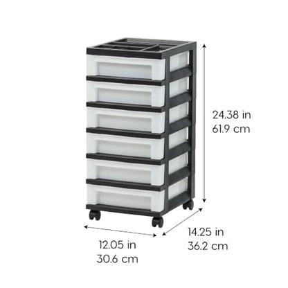 6 Drawer Rolling Storage Cart with Organizer Top