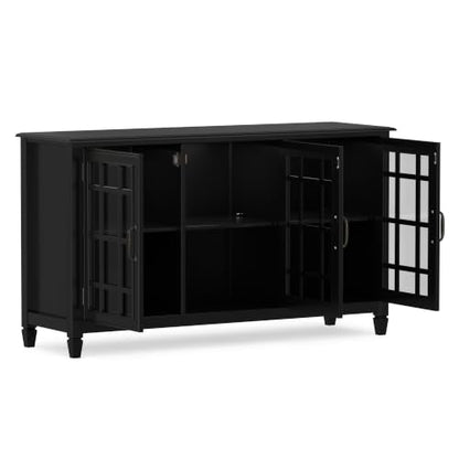 Connaught 60" Wide Solid Wood Buffet Cabinet in Black