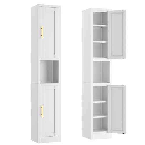 Tall Narrow Storage Cabinet 66.93" H Tall Bathroom Cabinets Metal Pantry Cabinet