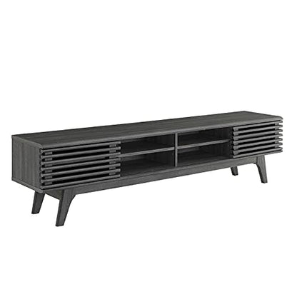 Render Mid Century Modern Low Profile 70 Inch Media Console TV Stand in Charcoal