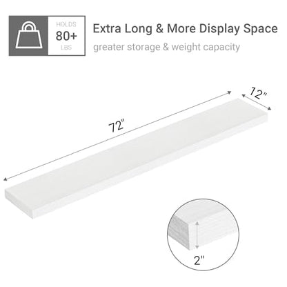 Deep Floating Shelves 72x12” Set of 1
