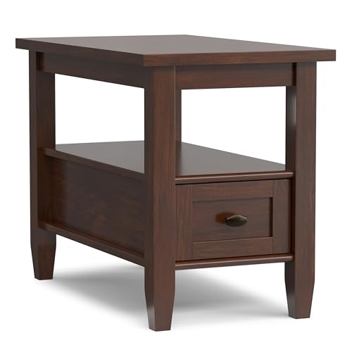 Warm Shaker 14" Wide Solid Wood End Table in Russet Brown