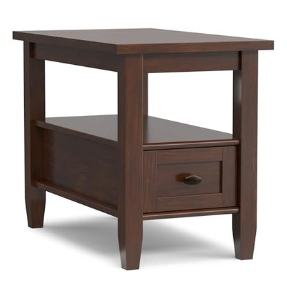 Warm Shaker 14" Wide Solid Wood End Table in Russet Brown