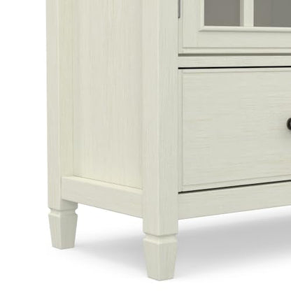 Connaught 46" Wide Solid Wood Tall Cabinet in Antique White