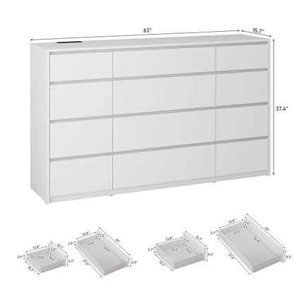jiteentar White Malm Dresser for Bedroom