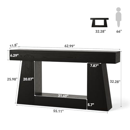 63" Farmhouse Console Table with Storage