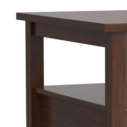 Warm Shaker 14" Wide Solid Wood End Table in Russet Brown