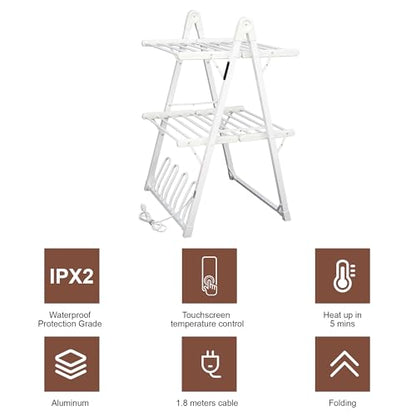 Heated Clothes Drying Rack Foldable Timer Shoes Socks