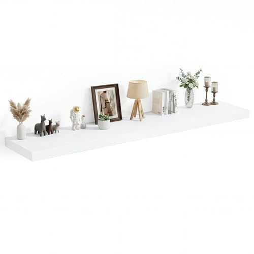 72 x 12 Deep Floating Shelves Wall Mounted Set of 2 White