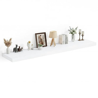 72 x 12 Deep Floating Shelves Wall Mounted Set of 2 White