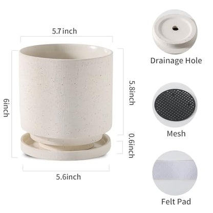 Ceramic Plant Pot Drainage Hole & Saucer for Indoor Plants