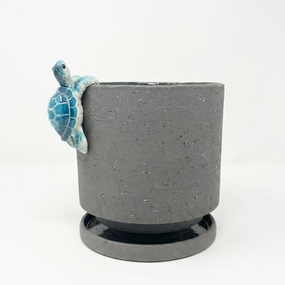 Ceramic Plant Pot with Cute Resin Figure for Idoor Plants