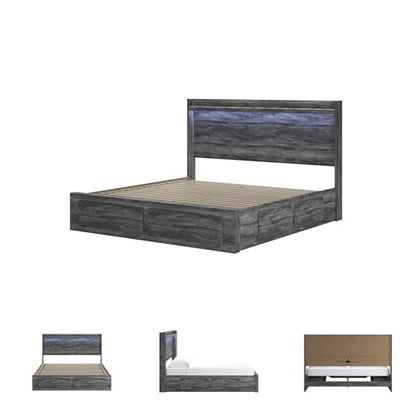King Platform Bed Frame with Storage