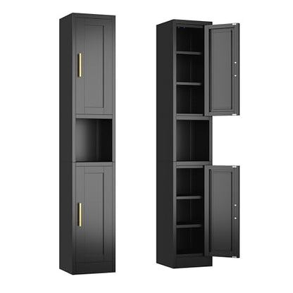 Tall Narrow Storage Cabinet 66.93" H Tall Bathroom Cabinets Metal Pantry Cabinet