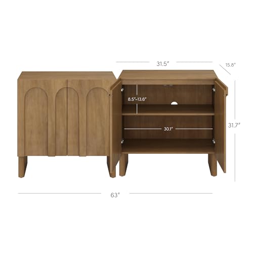 Jett Mid Century Modern Wood Credenza Storage Cabinet (2 Count)