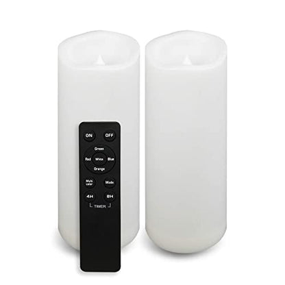Waterproof Outdoor Color Changing Flameless Candles Remote Timer White Realistic Flickering Battery Operated Electric LED Pillars for Wedding Christmas Decoration Teen Girls 3”x8” 2PCS (2 Count)