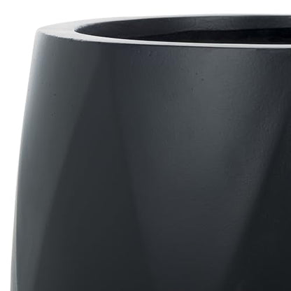 Outdoor Collection Kane Black Cement Ficonstone Planter Pot Set of 2 (2 Count)