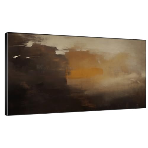 36"x60" Extra Large Framed Wall Art Abstract Dark Horizon Moody Landscape Illustration for Home Living Room Bedroom Decor