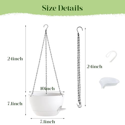 2 Pack 10 Inch Self Watering Hanging Planters for Indoor Plants (2 Count)