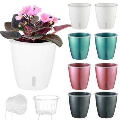 8 Pack 5 Inch Self Watering Pots (8 Count)