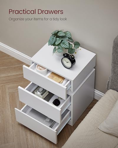 White Nightstands with LED Lights (2 Count)