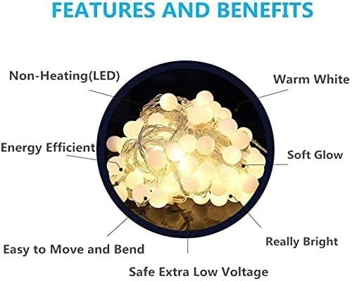 65.6ft Warm White Globe String Lights, 150 LED