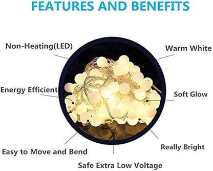 65.6ft Warm White Globe String Lights, 150 LED