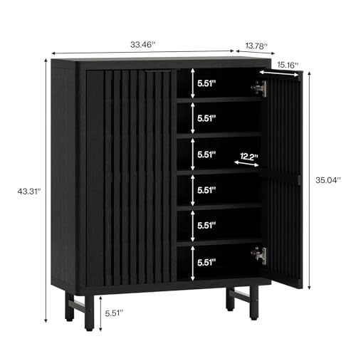 6 Tier Shoe Cabinet with Shutter Doors