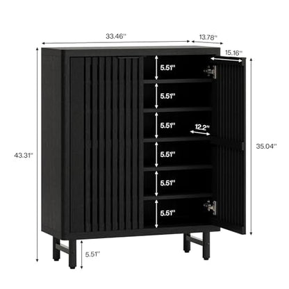 6 Tier Shoe Cabinet with Shutter Doors