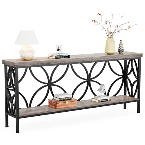 Sofa Table 70.9 Inch Industrial Behind Couch Table with Storage Shelves