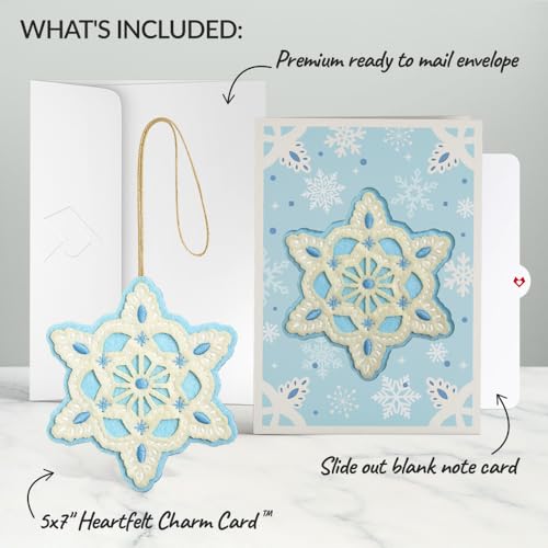Winter Handmade Icy Snowflake HeartFelt Charm Card