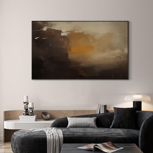 36"x60" Extra Large Framed Wall Art Abstract Dark Horizon Moody Landscape Illustration for Home Living Room Bedroom Decor