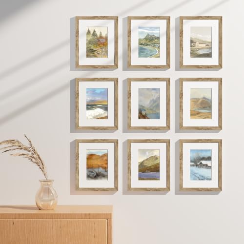 8x10 Picture Frames Set of 9 for Wall Mount & Tabletop (9 Count)