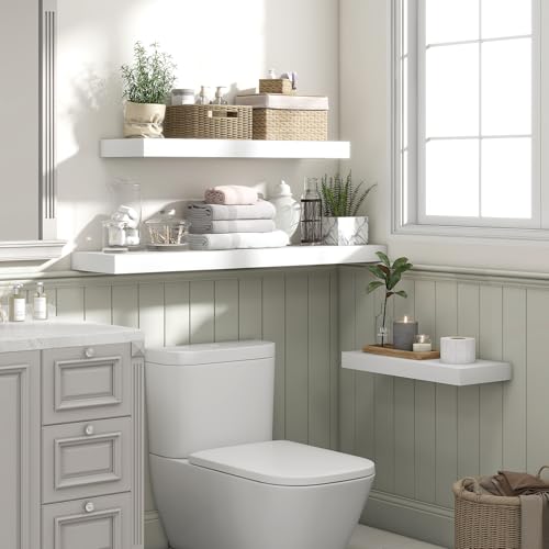 Floating Shelves 55.1" W x 10.3" D White Set of 2 (2 Count)