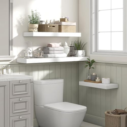 Floating Shelves 55.1" W x 10.3" D White Set of 2 (2 Count)