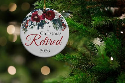 1st Retired Christmas Ceramic Christmas Tree Ornament Collectible Holiday Keepsake 2.875" Round Ornament in Decorative Gift Box with Bow