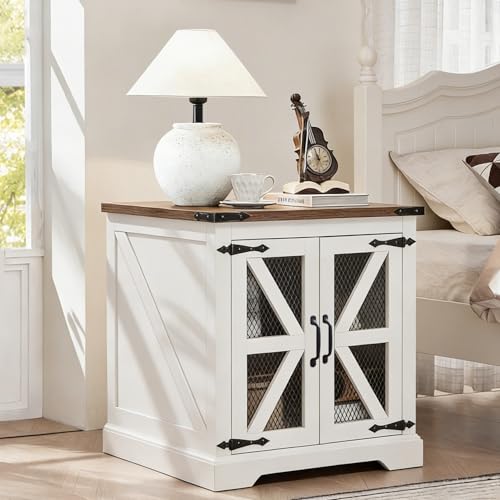 Farmhouse End Table Set with Charging Station